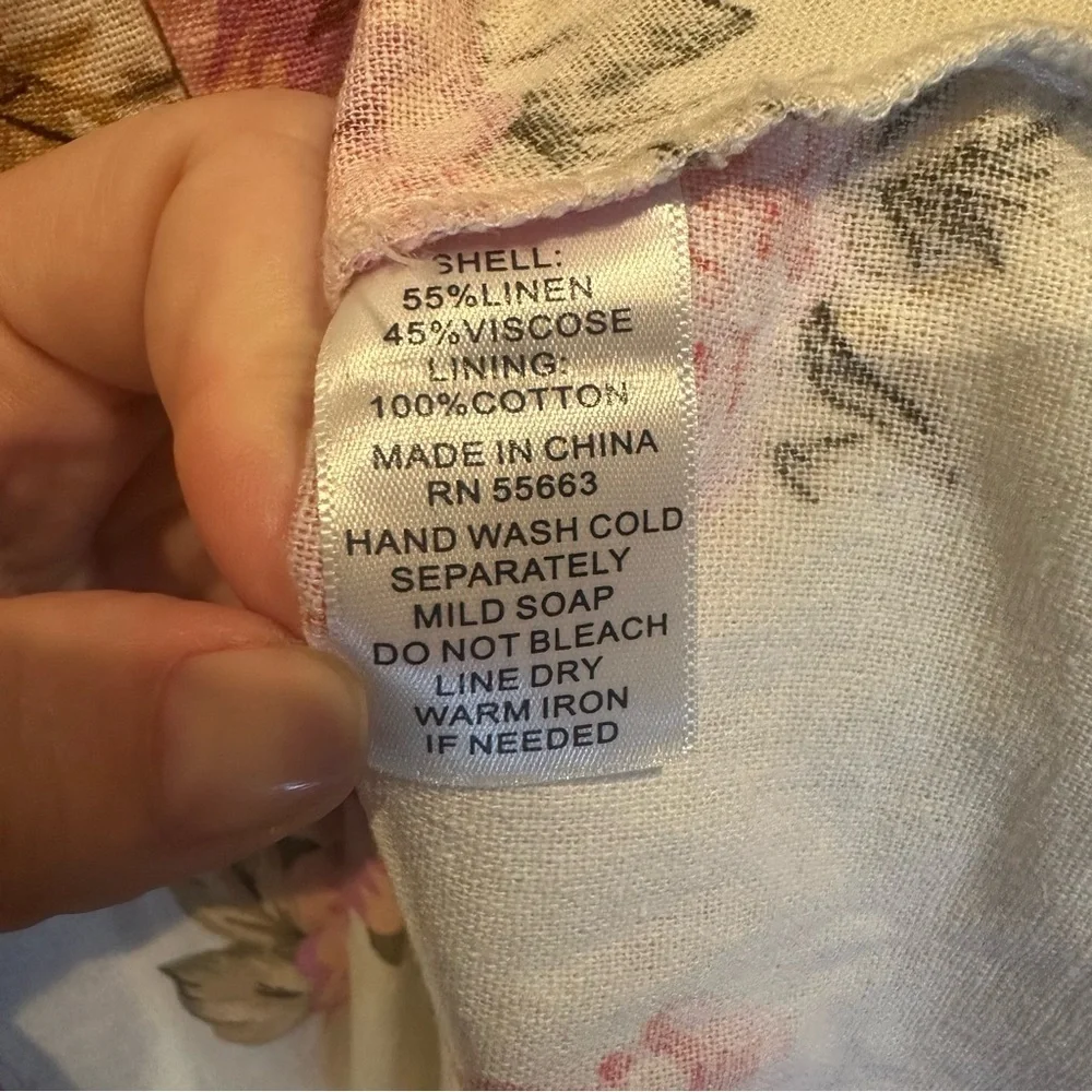 ForCynthia Floral Linen Blend Dress - Pink and white - Picture 7 of 7